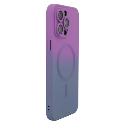 ENAKY HAT PRINCE For iPhone 13 Pro Max Magnetic Case Dual Color Silicone Phone Cover - Purple+Blue