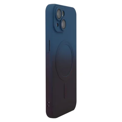 ENAKY HAT PRINCE For iPhone 15 Plus Silicone Magnetic Case Tempered Glass Lens Protector - Dark Blue