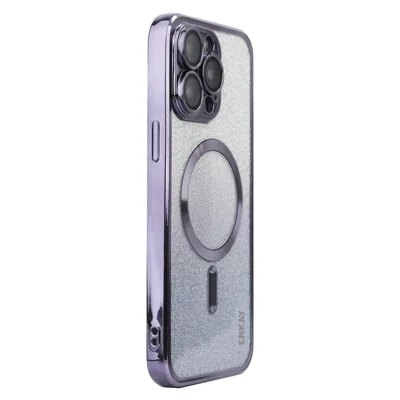 ENAKY HAT PRINCE For iPhone 13 Pro TPU Case Magnetic Cover Removable Glitter Paper - Purple