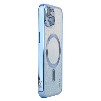ENAKY HAT PRINCE For iPhone 13 Magnetic Case Gradient Glitter TPU Phone Cover  - Blue