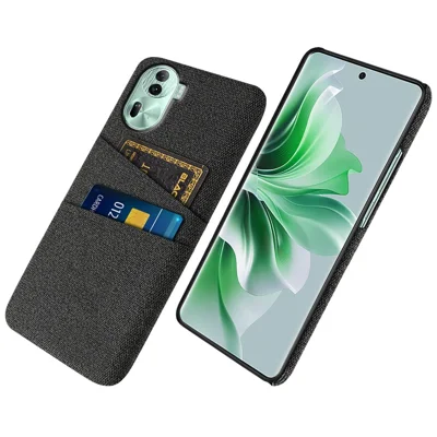 For Oppo Reno11 Pro 5G (Global) / Reno11 (China) 5G Phone Case Card Holder Cover Cloth Texture Comfortable - Black