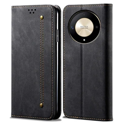 For Honor Magic6 Lite 5G / X9b 5G Phone Case PU Leather Wallet Cover - Black