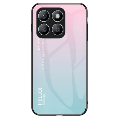 Tempered Glass Case for Honor X8b 4G Anti-drop Phone Back Cover - Gradient Pink Blue