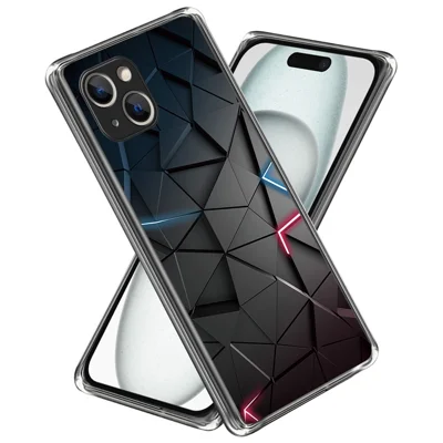 For iPhone 15 Plus Case Anti-drop Pattern Printing TPU Mobile Phone Cover - Black Triangle