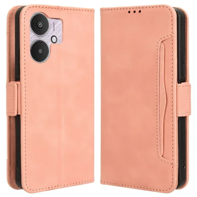 For Xiaomi Redmi 13C 5G / 13R 5G / Poco M6 5G Leather Wallet Case Stand Folio Card Holder Phone Cover - Pink