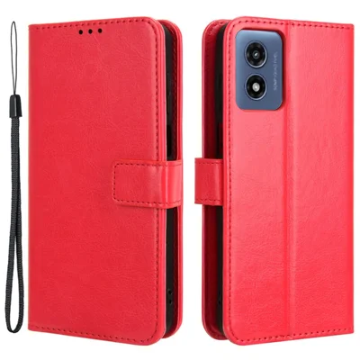 For Motorola Moto G Play (2024) 4G Flip Phone Cover with TPU Inner Shell Leather Wallet Case - Red