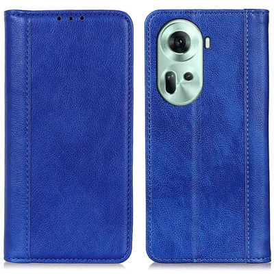 For Oppo Reno11 5G (Global) Litchi Texture Wallet Phone Case Split Leather Cover - Blue