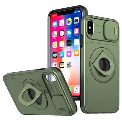 Obudowa na iPhone'a XS Max z magnesem TPU+PC z ochroną aparatu - Zielony