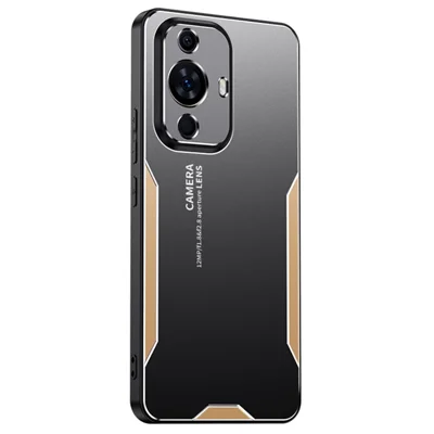 For Huawei nova 11 / nova 12s 4G / nova 12 Lite 4G Metal Case Matte Airbag Protection Shockproof Phone Cover - Gold