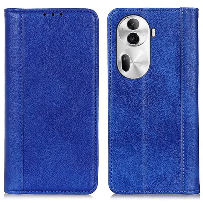 For Oppo Reno11 Pro 5G (Global) / Reno11 (China) 5G Split Leather Case Protective Phone Cover Litchi Texture - Blue