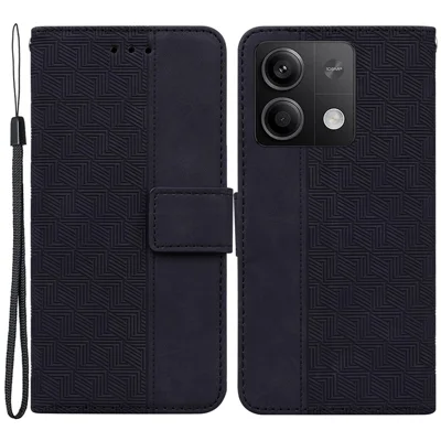For Xiaomi Redmi Note 13 5G / Note 13 5G (China) Case Geometry Pattern Leather Cover Wallet - Black