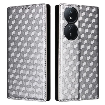 For Honor X7b 4G / X7b 5G / 90 Smart / Play 50 Plus 5G / Play 8T 5G Case Rhombus Pattern Automatic Closing Protective Cover - Silver