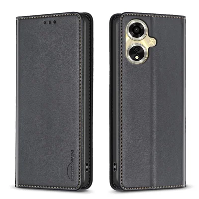 BINFEN COLOR BF18 For Oppo A59 5G Cover Magnetic Closure Card Slots Phone Case - Black