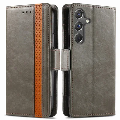 For Samsung Galaxy A15 4G / A15 5G Phone Cases CASENEO PU Leather Cover Stand with RFID Blocking Wallet - Grey