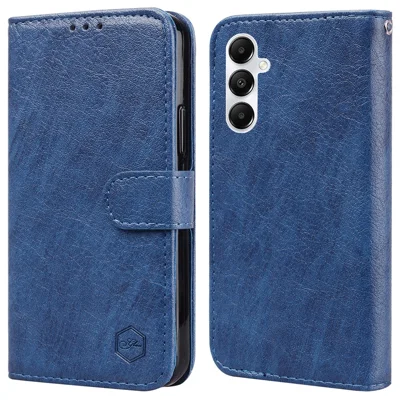 For Samsung Galaxy A35 5G Cell Phone Case PU Leather+TPU Drop-proof Wallet Cover - Dark Blue