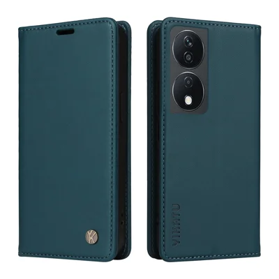 YIKATU YK-001 For Honor X7b 4G / 90 Smart Cell Phone Case Magnetic Closing PU Leather+TPU Cover - Green