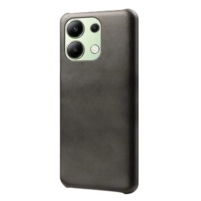 For Xiaomi Redmi Note 13 4G Phone Case Calf Textured Cushion Protective Cover - Black