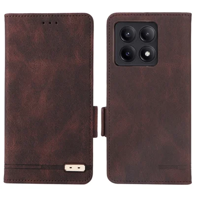 For Xiaomi Redmi K70E 5G / Poco X6 Pro 5G Leather Case Wallet Flip Phone Cover - Coffee