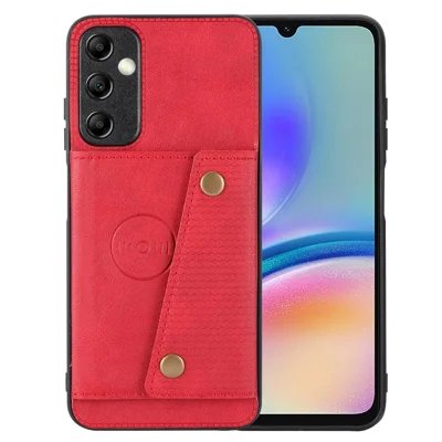 For Samsung Galaxy A15 5G Case Anti-Drop Leather Coated TPU Card Holder Phone Shell - Red