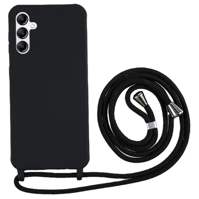 For Samsung Galaxy A05s 4G Case Non-Slip TPU Crossbody Phone Cover with Lanyard - Black