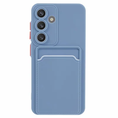 For Samsung Galaxy S25 / S24 Case Card Slot Matte Fingerprint-Free Back Cover - Grey Blue