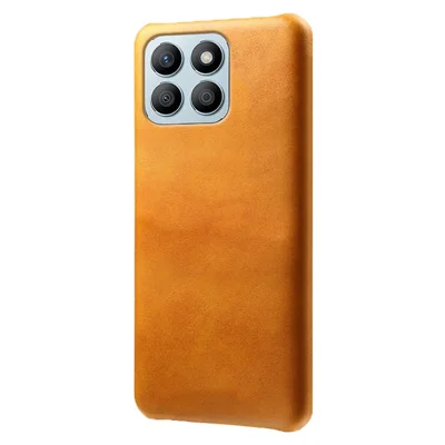 For Honor X8b 4G Phone Case Calf Texture PU Leather Hard PC Back Cover - Orange