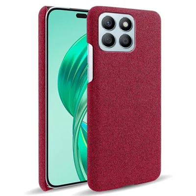 For Honor X8b 4G Phone Case Fabric Cloth Texture Protective Back Cover - Red