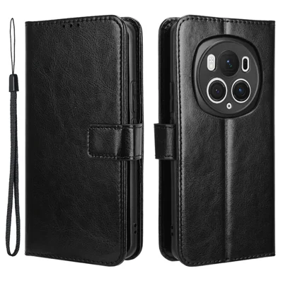 For Honor Magic6 Pro 5G Case Drop-proof Crazy Horse Texture Protective Shell - Black