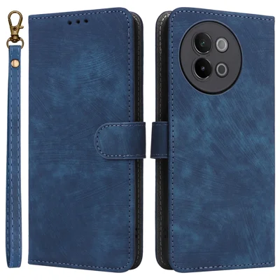 Voor vivo S18e 5G Leren Telefoonhoesje met RFID-blokkering Stootvrij Klaphoes - Blauw