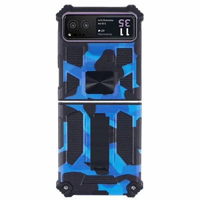 For Google Pixel 8 Pro Phone Case Detachable 2-in-1 Kickstand Cover with Camouflage Pattern - Blue