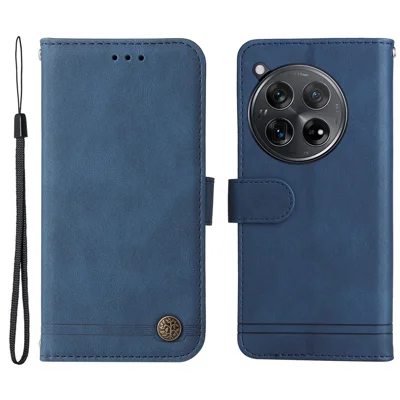 For OnePlus 12R 5G / Ace 3 5G Leather Wallet Cases Skin Touch Phone Cover Stand with Strap - Blue