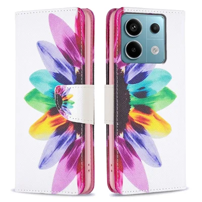 Flip pungtæske til Xiaomi Redmi Note 13 Pro 4G / Poco M6 Pro 4G med mønstertryk, læderdæksel – Solgud