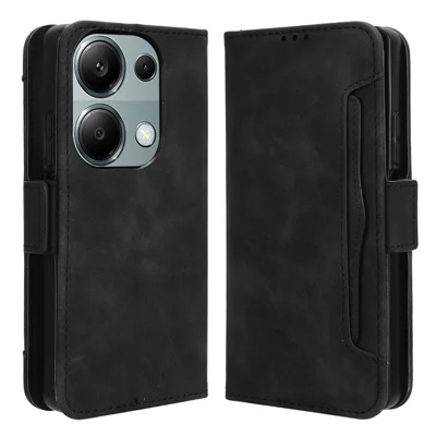 For Xiaomi Redmi Note 13 Pro 4G / Poco M6 Pro 4G / Note 14S 4G Case Multiple Card Slots Leather Phone Cover - Black