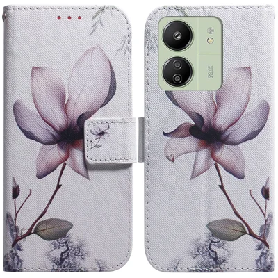 For Xiaomi Redmi 13C 4G / 13C 5G / Poco C65 4G / Poco M6 5G / 13R 5G Case PU Leather Wallet Stand Cover - Pink Flower
