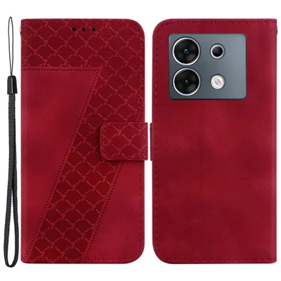 For Infinix Zero 30 5G Case PU Leather 7-Shape Imprinted Cell Phone Stand Cover - Red