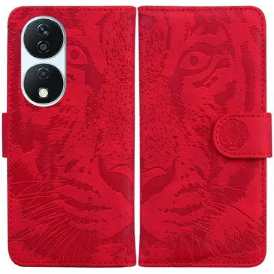 For Honor X7b 4G / 90 Smart / Play 50 Plus 5G Phone Case Magnetic Imprinted Stand Phone Cover - Red