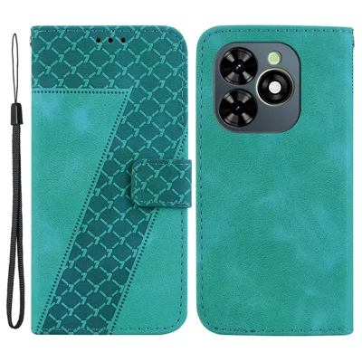For Infinix Smart 8 4G / Smart 8 HD 4G / Hot 40i Phone Case 7-Shape Imprinted Leather Cover - Green