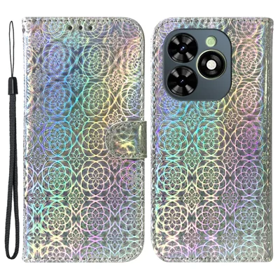 For Infinix Smart 8 4G / Smart 8 HD 4G / Hot 40i Cover Dazzling PU Leather Anti-Drop Phone Case - Grey