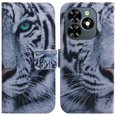For Infinix Smart 8 4G / Smart 8 HD 4G / Hot 40i Cover Pattern Printing Leather Stand Phone Case - Tiger Head