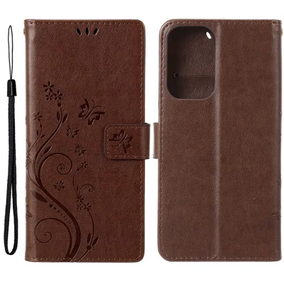 For Motorola Moto G Power (2024) Case Wallet PU Leather Phone Cover Butterfly Pattern - Brown