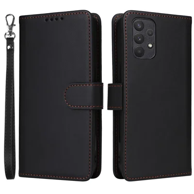 Voor Samsung Galaxy A32 4G (EU) Magnetisch Hoesje BETOPNICE Uitneembaar PU Leren Telefoonhoesje met Riempje - Zwart
