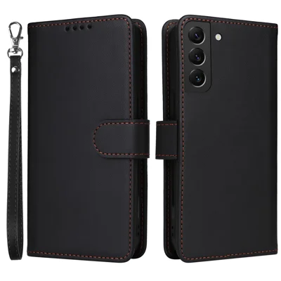 For Samsung Galaxy S22+ 5G Magnetic Case BETOPNICE Detachable PU Leather Phone Cover with Strap - Black