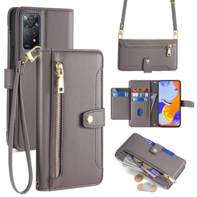 For Xiaomi Redmi Note 11 Pro 4G (Mediatek) / Note 11 Pro 5G (Qualcomm) / Note 12 Pro 4G Case PU Leather Phone Cover - Grey
