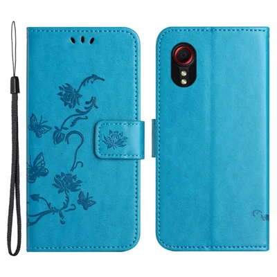 For Samsung Galaxy Xcover7 Cell Phone Case Drop Resistant Imprinted PU Leather Wallet Cover - Blue