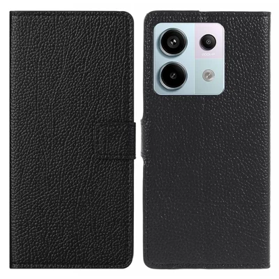 For Xiaomi Redmi Note 13 Pro 5G / Poco X6 5G Cell Phone Case Litchi Texture PU Leather Drop-proof Cover - Black