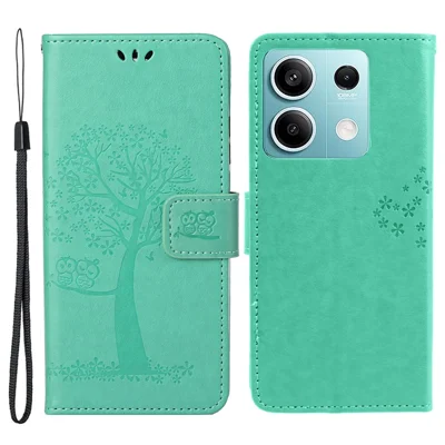For Xiaomi Redmi Note 13 Pro 5G / Poco X6 5G Cell Phone Case Imprinted Anti-fall Leather Wallet Cover - Cyan