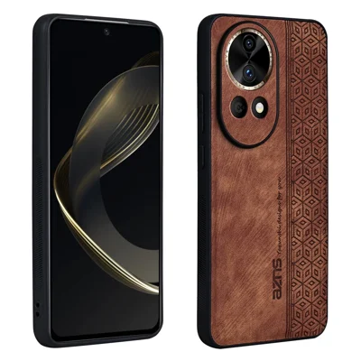 AZNS For Huawei nova 12 5G Cell Phone Case Anti-scratch Imprinted Leather + TPU Back Cover - Brown