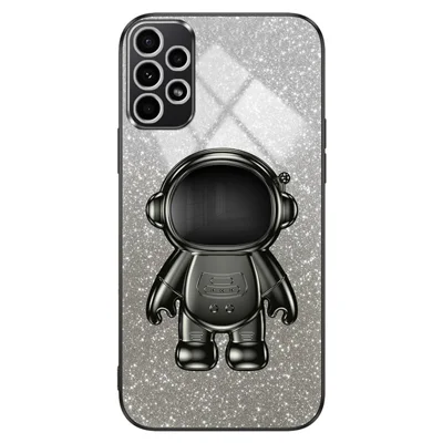 For Samsung Galaxy A53 5G Case Glitter PC+TPU Protective Cover with Astronaut Kickstand - Black