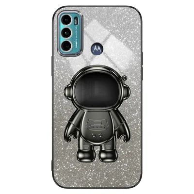 For Motorola Moto G60 Cellphone Case Cartoon Astronaut Kickstand PC+TPU Protection Cover - Black