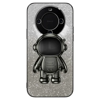 For Huawei Mate 60 Cellphone Case PC+TPU Astronaut Kickstand Back Cover - Black